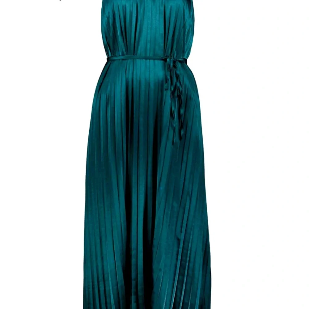BISHOP & YOUNG GREEN PLEATED MIDI DRESS SZ: MEDIUM - Picture 2 of 4